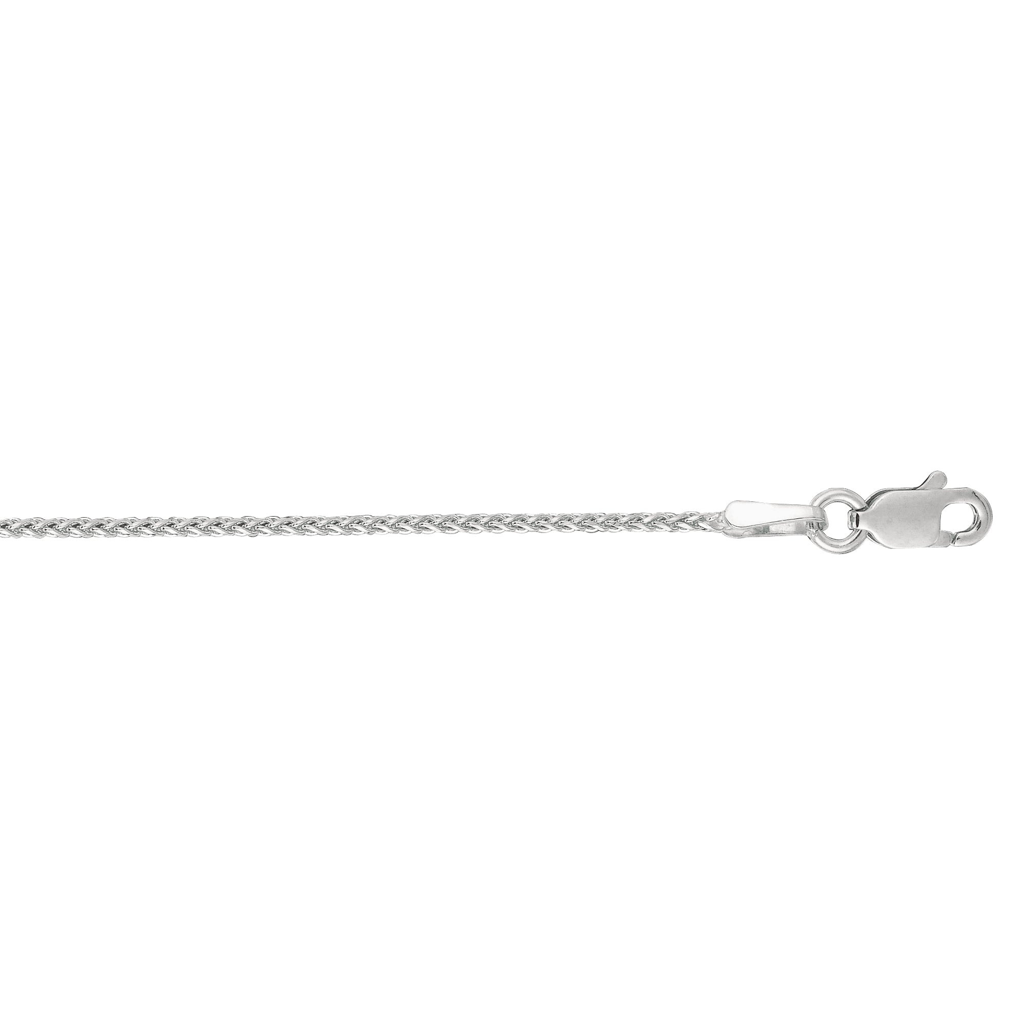 14K White Gold 1.1mm Diamond Cut Round Wheat 30" Chain with Lobster Lock