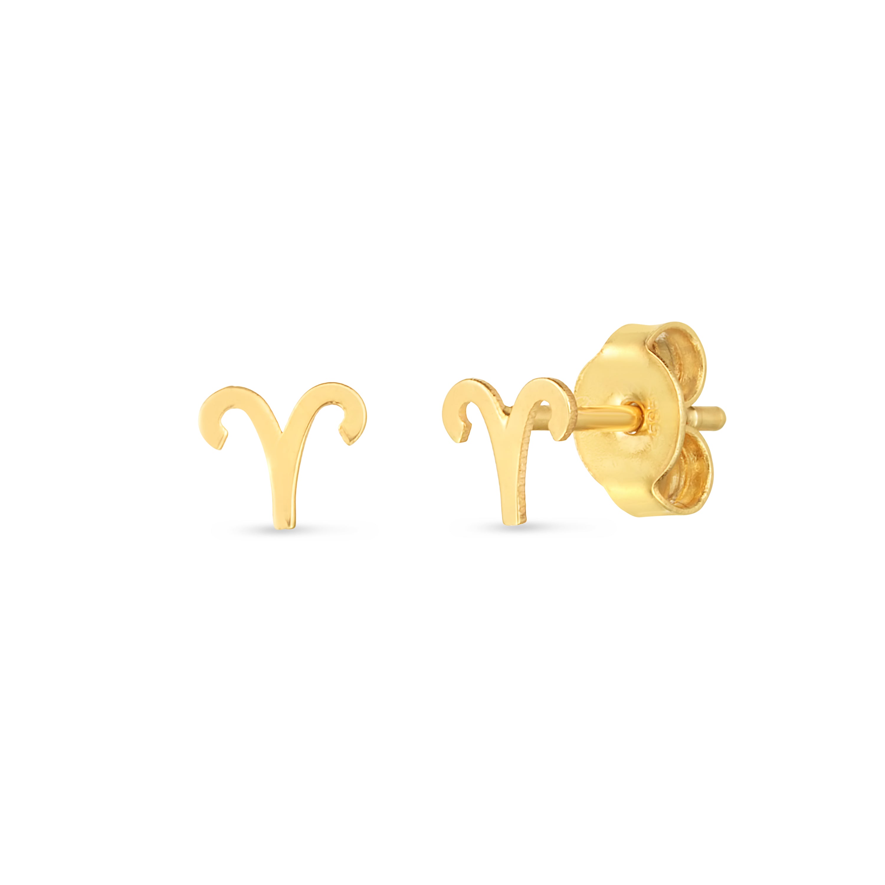 14K Yellow Gold Aries Studs with Push Back Clasp.