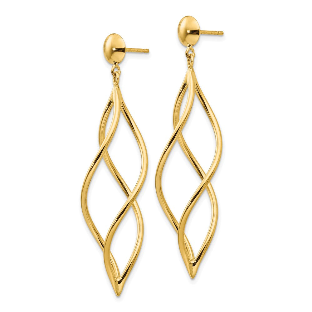 14k Curved Tube Dangle Earrings