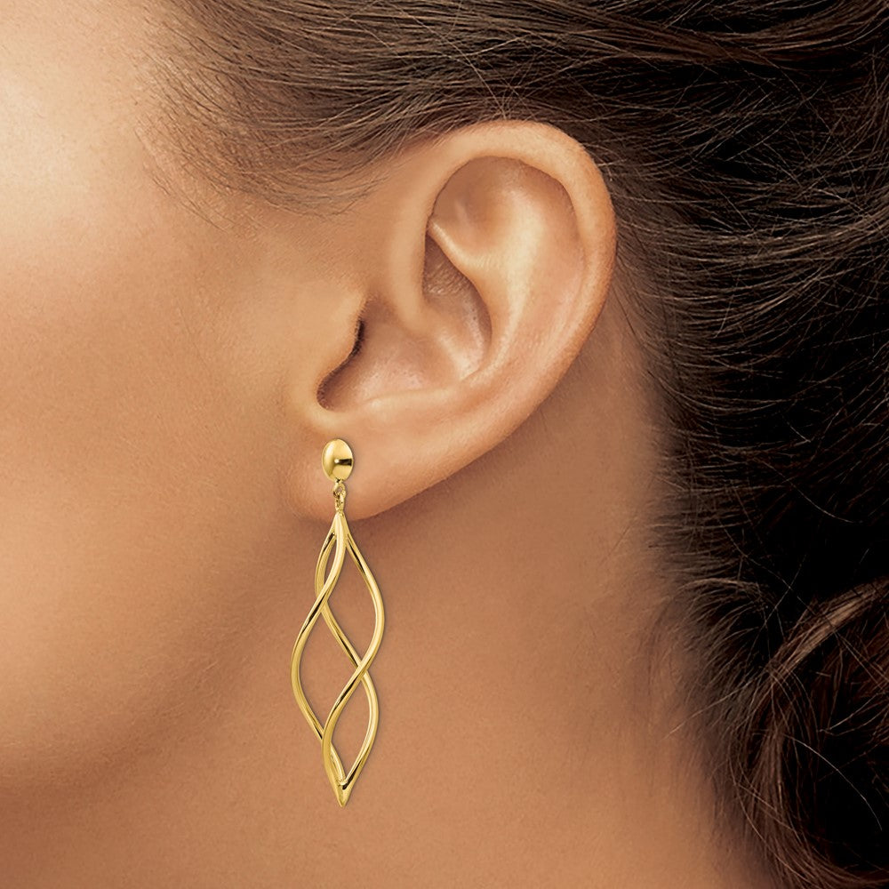 14k Curved Tube Dangle Earrings