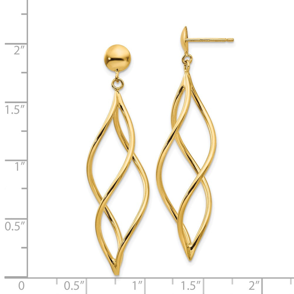 14k Curved Tube Dangle Earrings