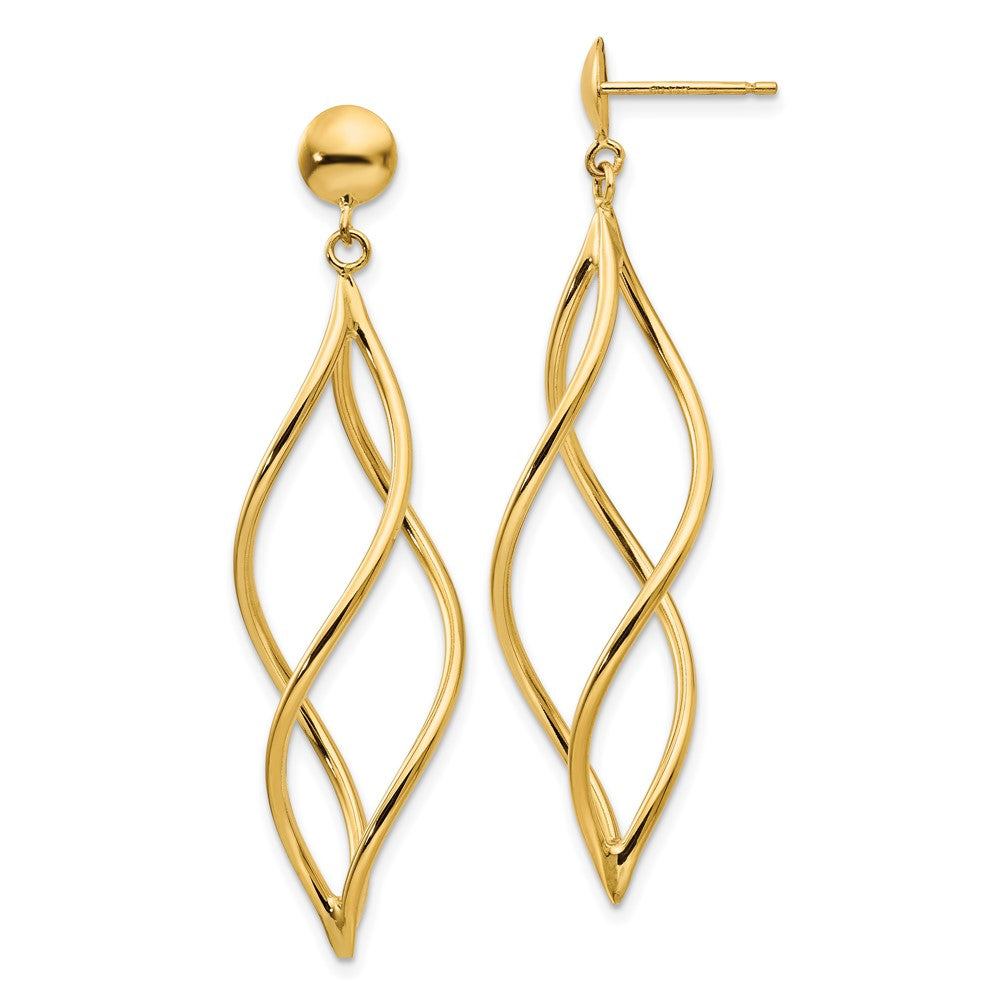 14k Curved Tube Dangle Earrings