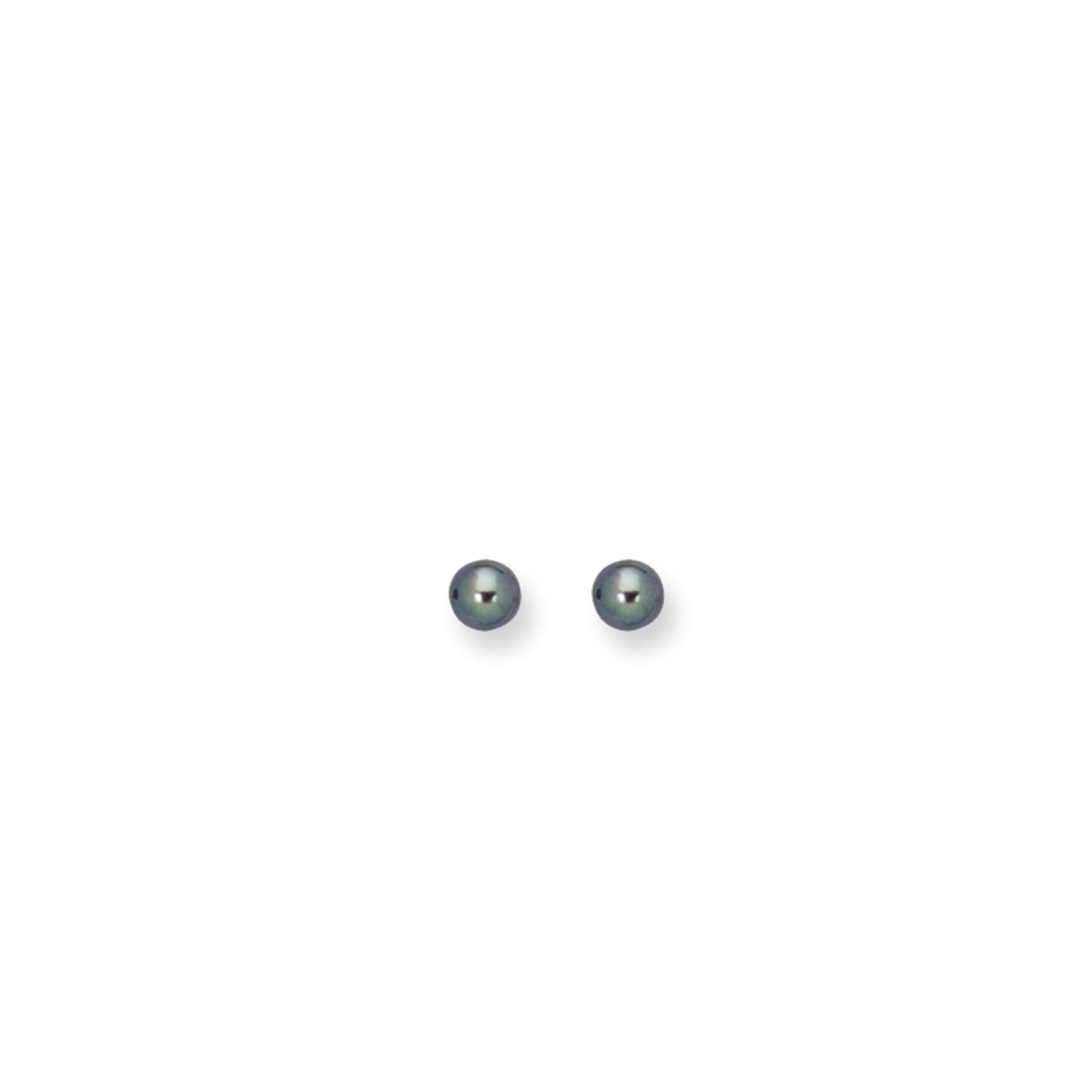 14K White Gold  6MM Black Pearl Stud Earring