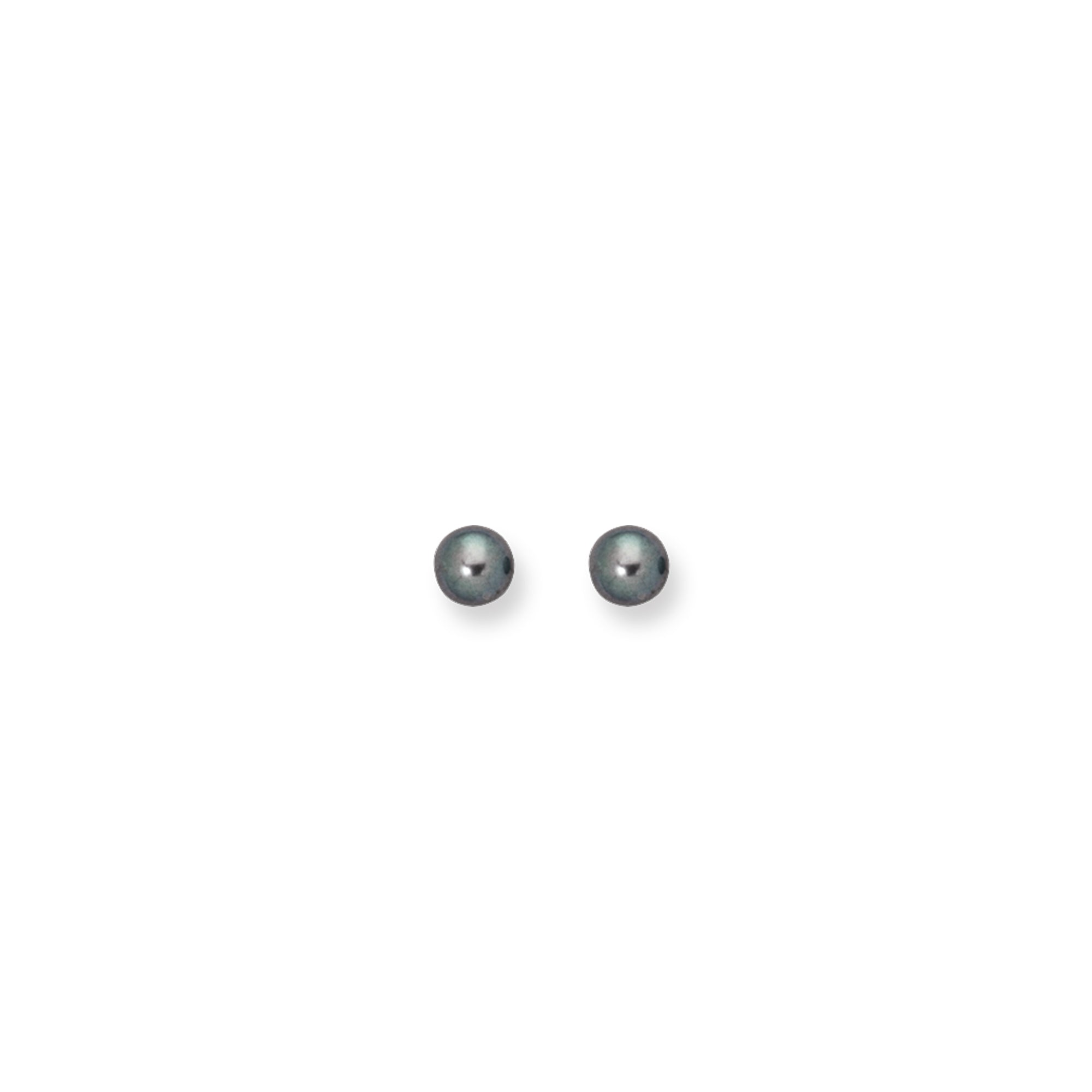 14K White Gold  7MM Black Pearl Stud Earring