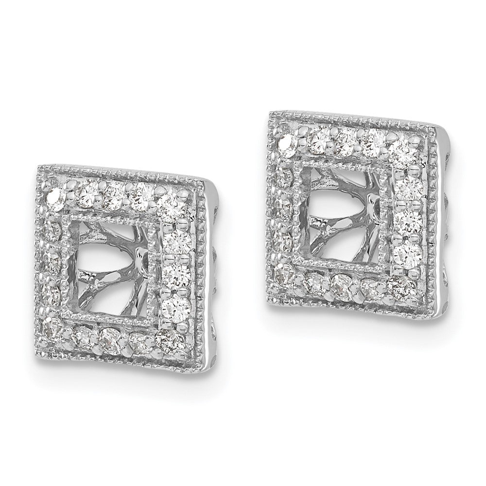 14K White Gold Lab Grown VS/SI FGH Dia Square Jacket Earrings