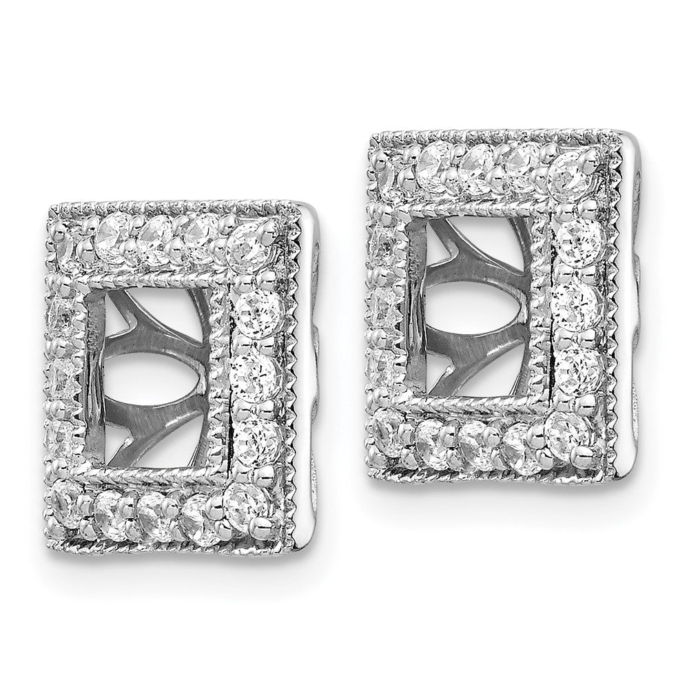 14K White Gold Lab Grown VS/SI FGH Dia Square Jacket Earrings