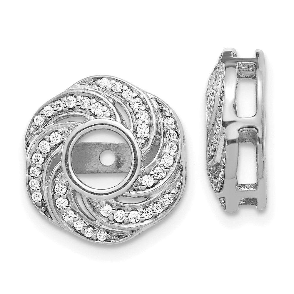 14K White Gold Lab Grown VS/SI FGH Dia Swirl Jacket Earrings