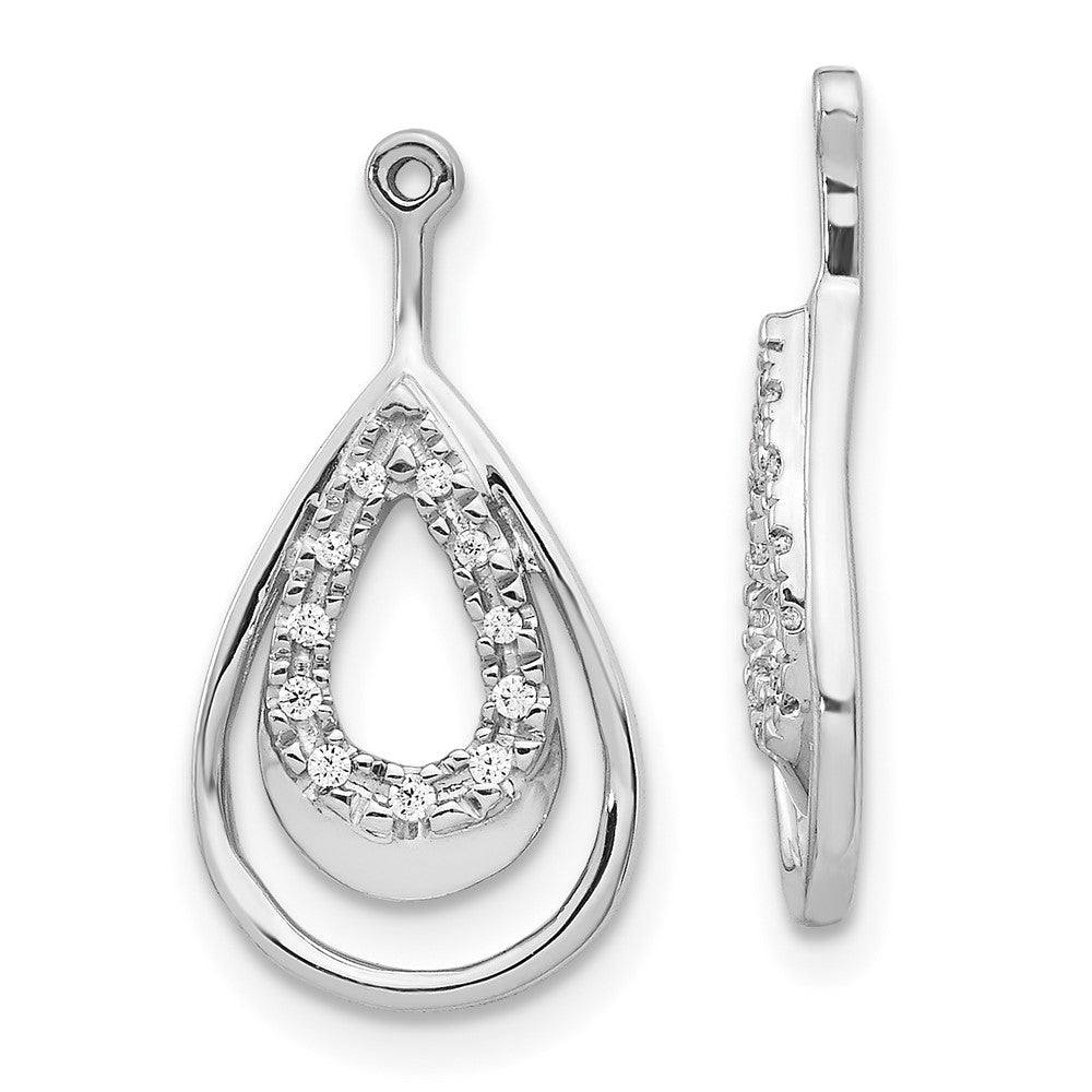 14K White Gold Lab Grown VS/SI FGH Dia Teardrop Earring Jackets