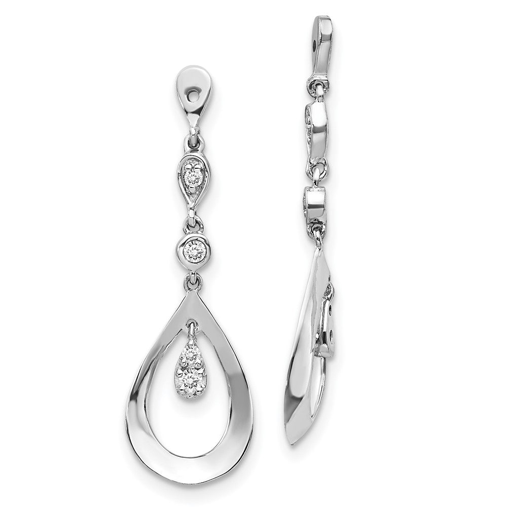 14K White Gold Lab Grown VS/SI FGH Dia Teardrop Dangle Earring Jackets