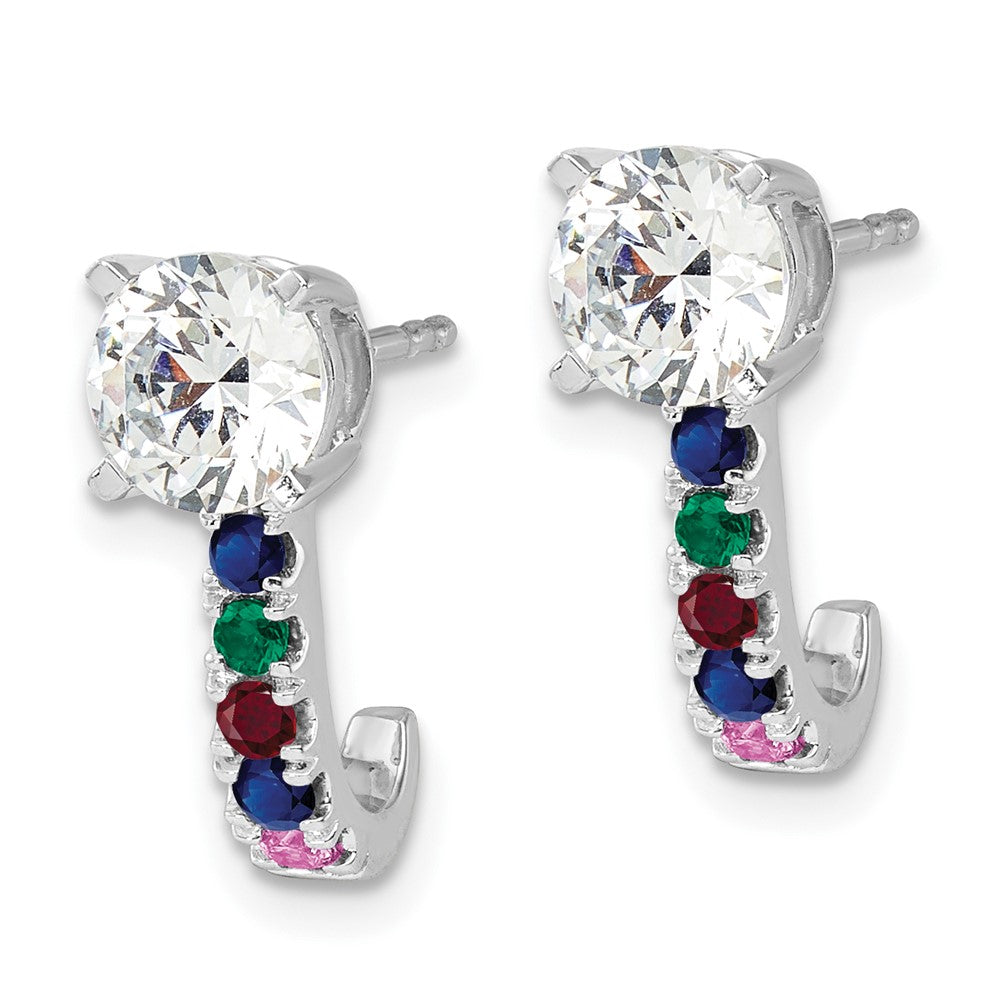 14K White Gold Lab Grown VS/SI FGH Dia & Multi Gemstone Semi Mount Earrings