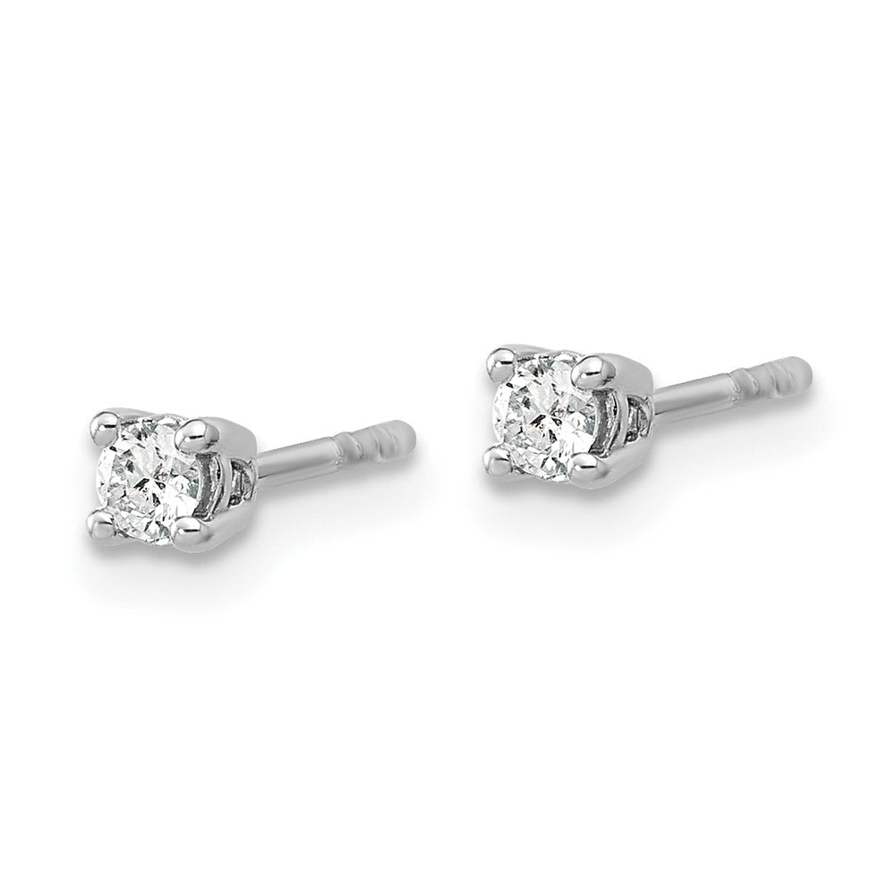 14k White Gold 1/7 carat total weight Round VS/SI GH Lab Grown Diamond 4 Prong Stud Post Earrings