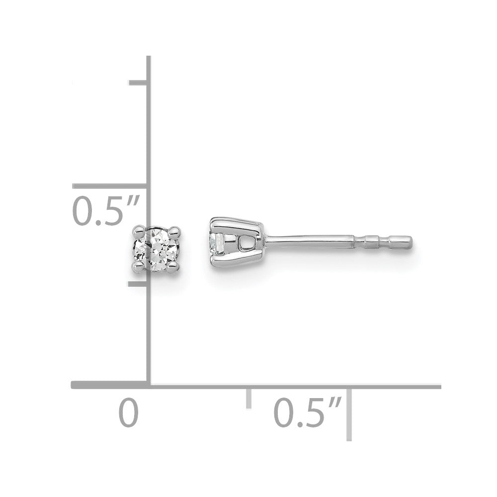 14k White Gold 1/7 carat total weight Round VS/SI GH Lab Grown Diamond 4 Prong Stud Post Earrings