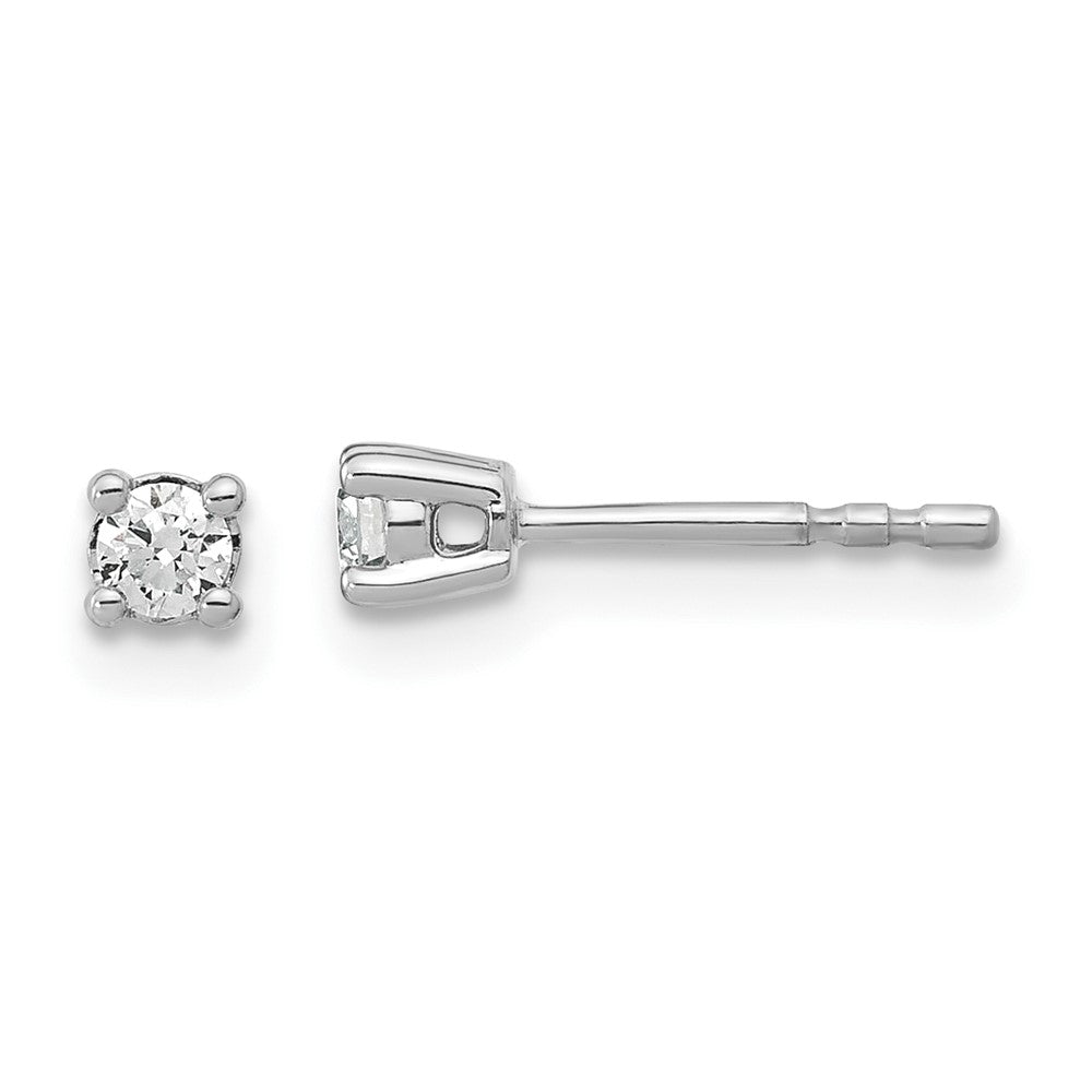 14k White Gold 1/7 carat total weight Round VS/SI GH Lab Grown Diamond 4 Prong Stud Post Earrings