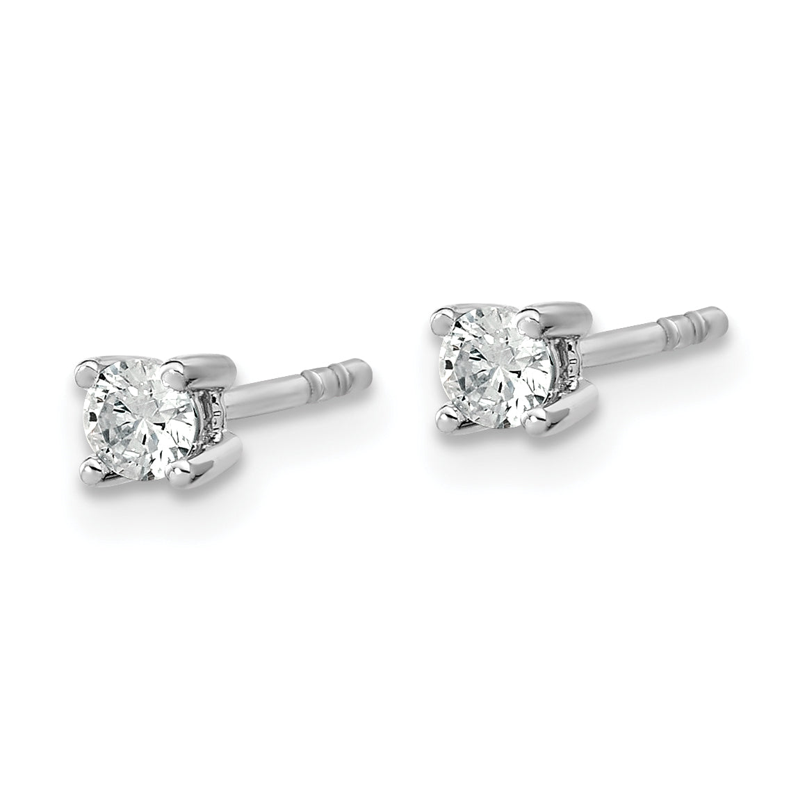 14k White Gold 1/5 carat total weight Round Certified VS/SI DEF Lab Grown Diamond 4 Prong Stud Post Earrings