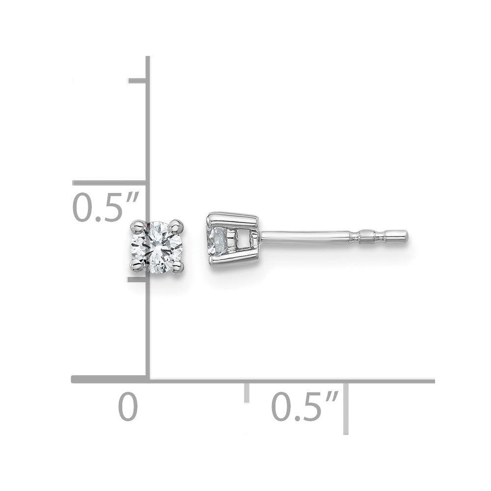 14k White Gold 1/4 carat total weight Round VS/SI DEF Lab Grown Diamond 4 Prong Stud Post Earrings