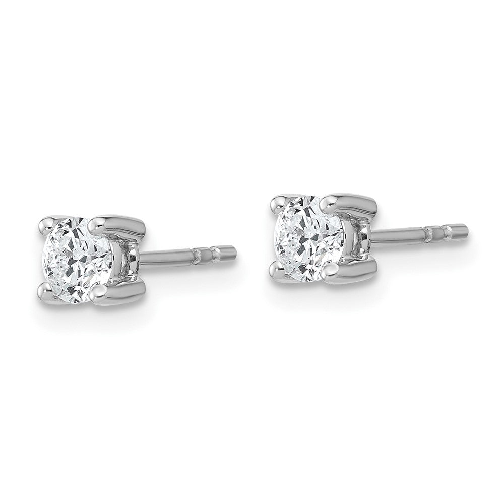 14k White Gold 1/2 carat total weight Round VS/SI GH Lab Grown Diamond 4 Prong Stud Post Earrings