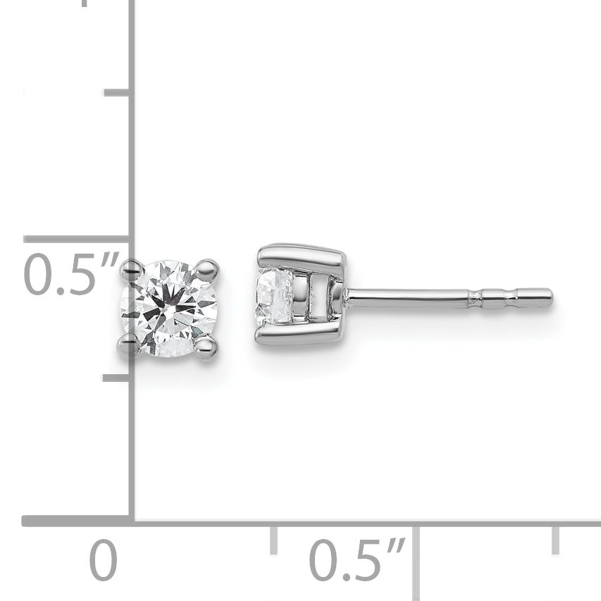 14k White Gold 1/2 carat total weight Round VS/SI GH Lab Grown Diamond 4 Prong Stud Post Earrings