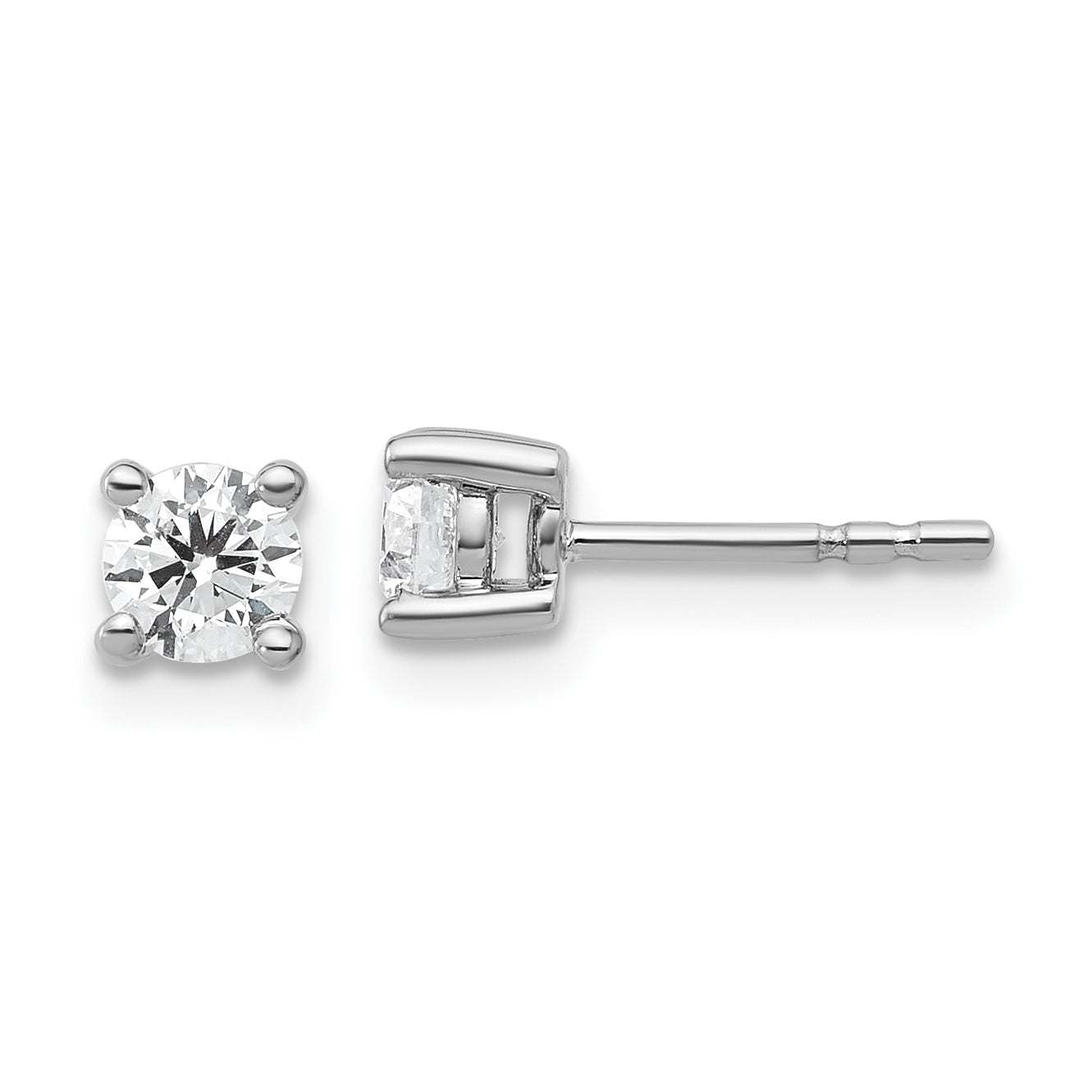 14k White Gold 1/2 carat total weight Round VS/SI GH Lab Grown Diamond 4 Prong Stud Post Earrings