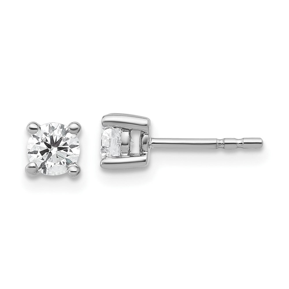 14k White Gold 1/2 carat total weight Round Certified VS/SI DEF Lab Grown Diamond 4 Prong Stud Post Earrings