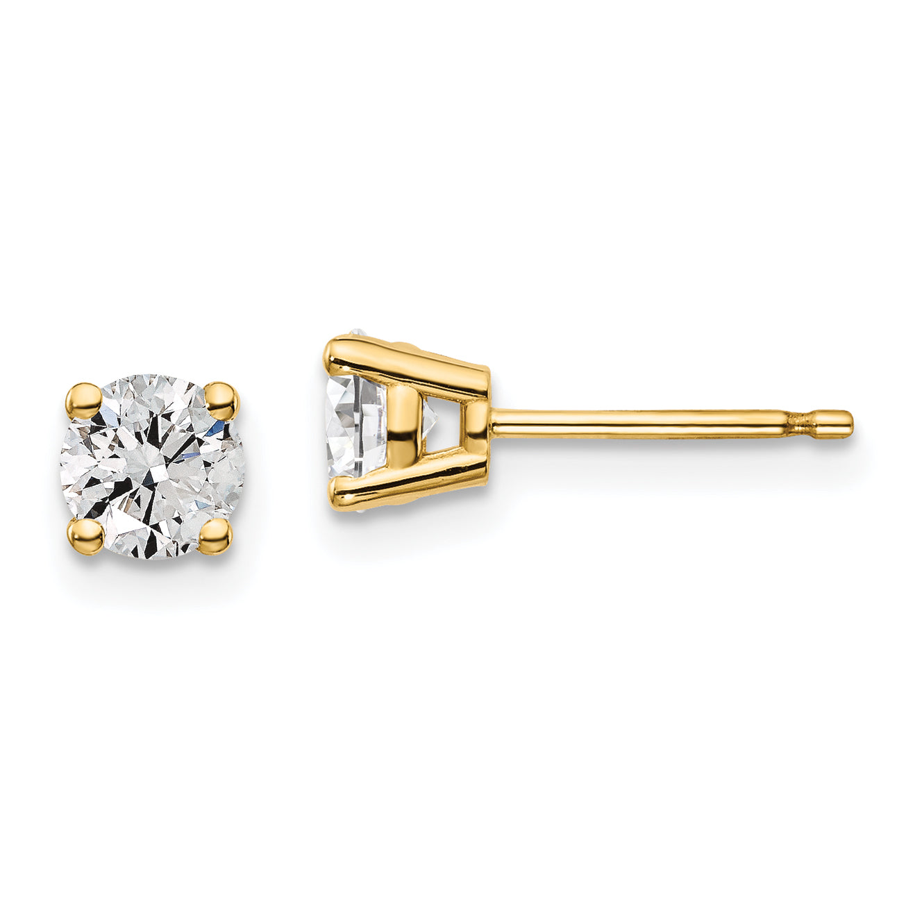 14k 3/4 carat total weight Round VS/SI GH Lab Grown Diamond 4 Prong Stud Post Earrings