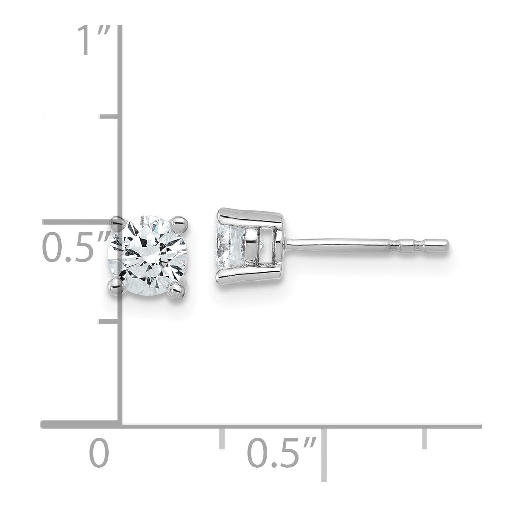 14k White Gold 3/4 carat total weight Round VS/SI DEF Lab Grown Diamond 4 Prong Stud Post Earrings