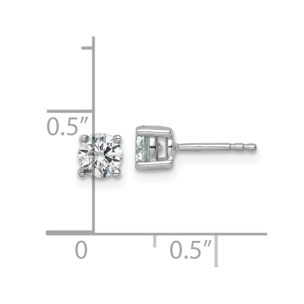 14k White Gold 7/8 carat total weight Round VS/SI DEF Lab Grown Diamond 4 Prong Stud Post Earrings