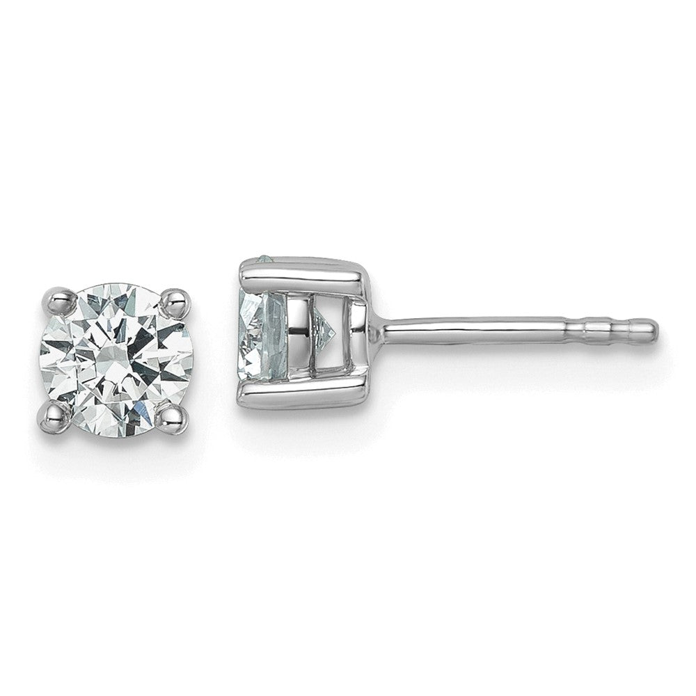 14k White Gold 7/8 carat total weight Round VS/SI DEF Lab Grown Diamond 4 Prong Stud Post Earrings