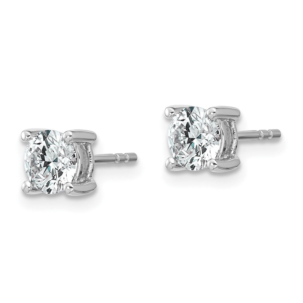 14k White Gold 1 carat total weight Round VS/SI DEF Lab Grown Diamond 4 Prong Stud Post Earrings