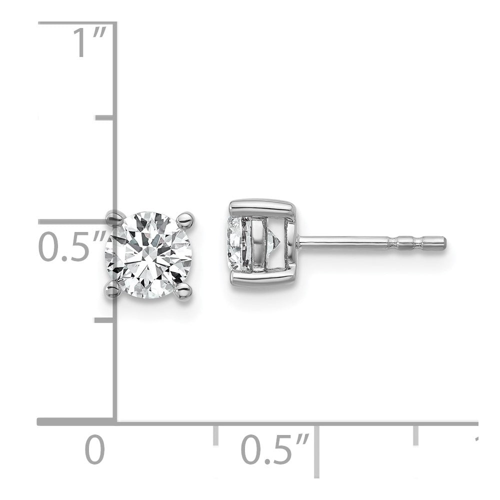 14k White Gold 1 carat total weight Round VS/SI DEF Lab Grown Diamond 4 Prong Stud Post Earrings