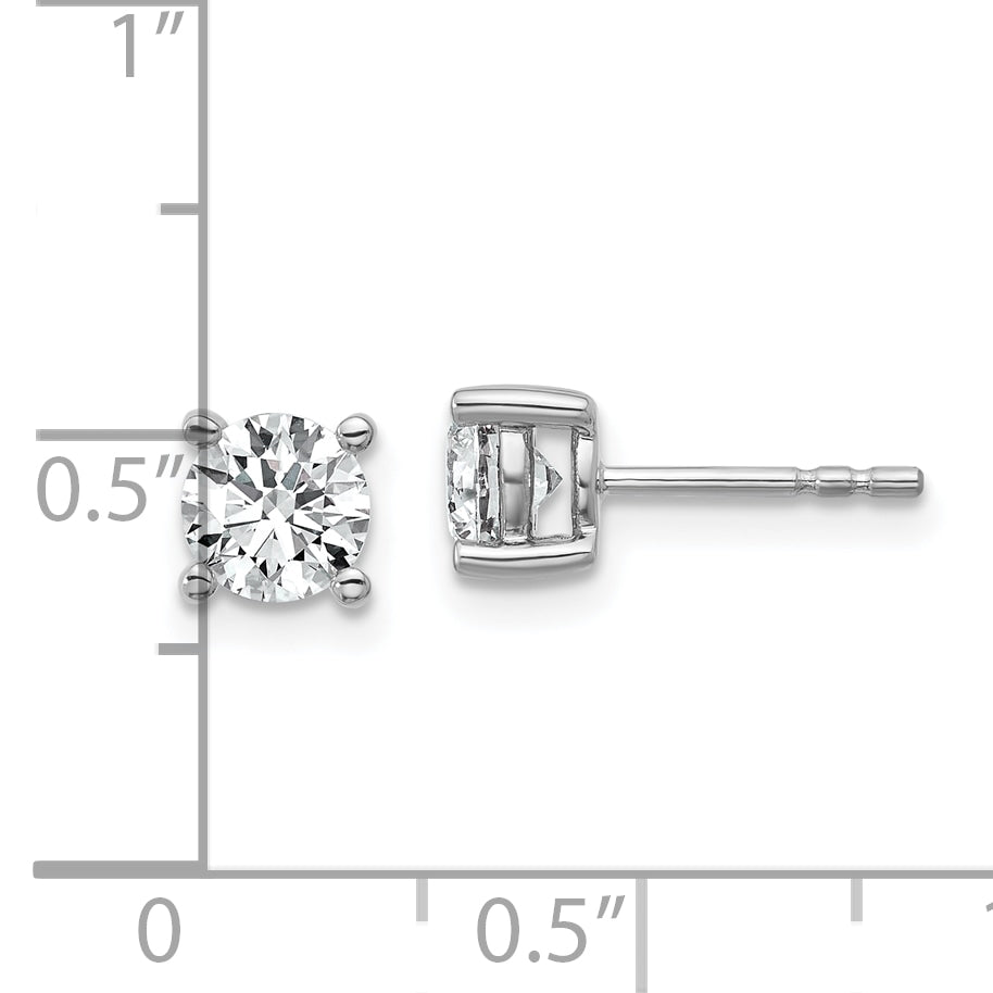 14k White Gold 1 carat total weight Round VS/SI GH Lab Grown Diamond 4 Prong Stud Post Earrings