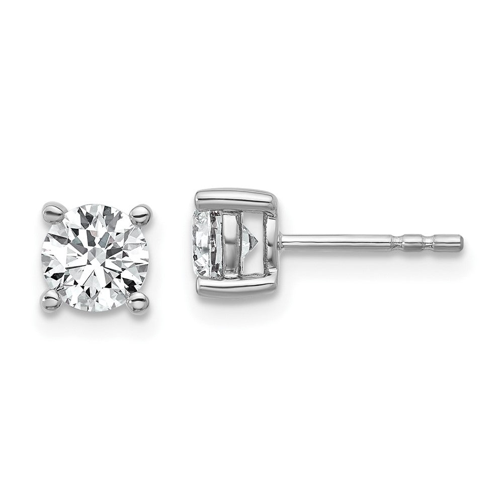 14k White Gold 1 carat total weight Round VS/SI DEF Lab Grown Diamond 4 Prong Stud Post Earrings