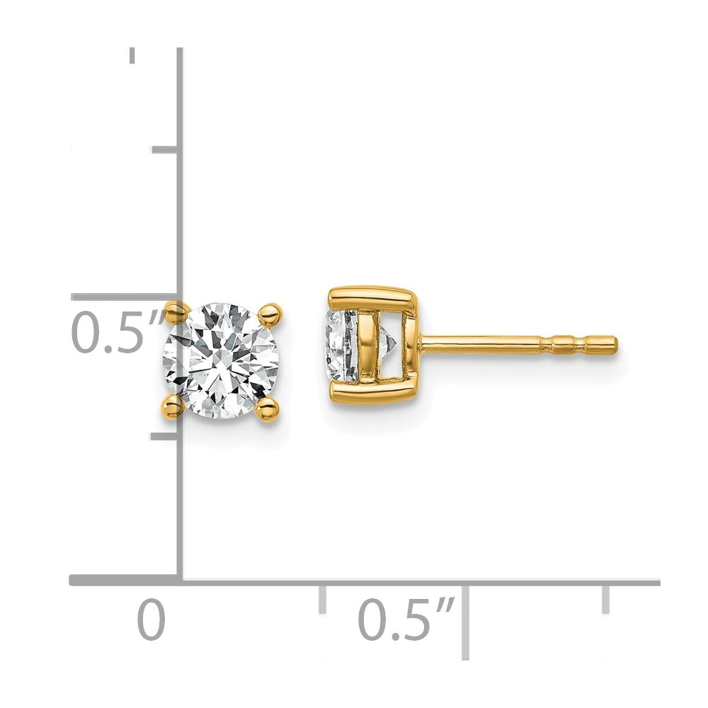 14k 1 carat total weight Round Certified VS/SI DEF Lab Grown Diamond 4 Prong Stud Post Earrings