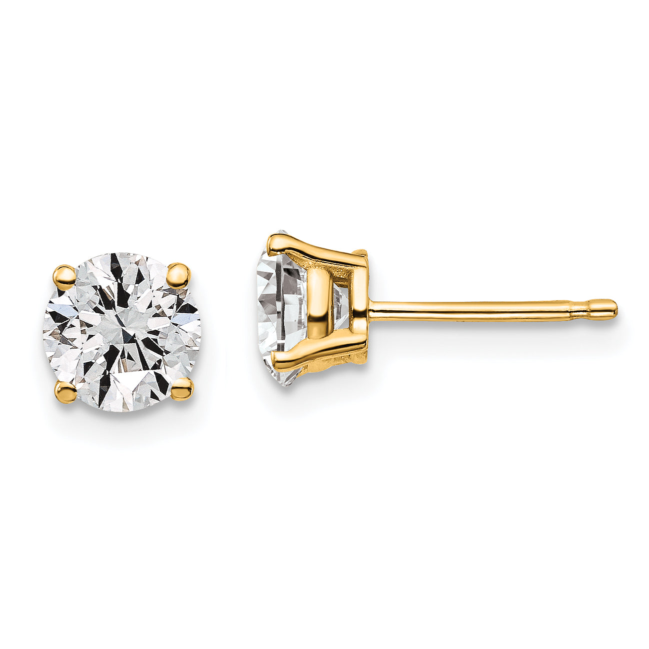 14k 1 1/4 carat total weight Round VS/SI GH Lab Grown Diamond 4 Prong Stud Post Earrings