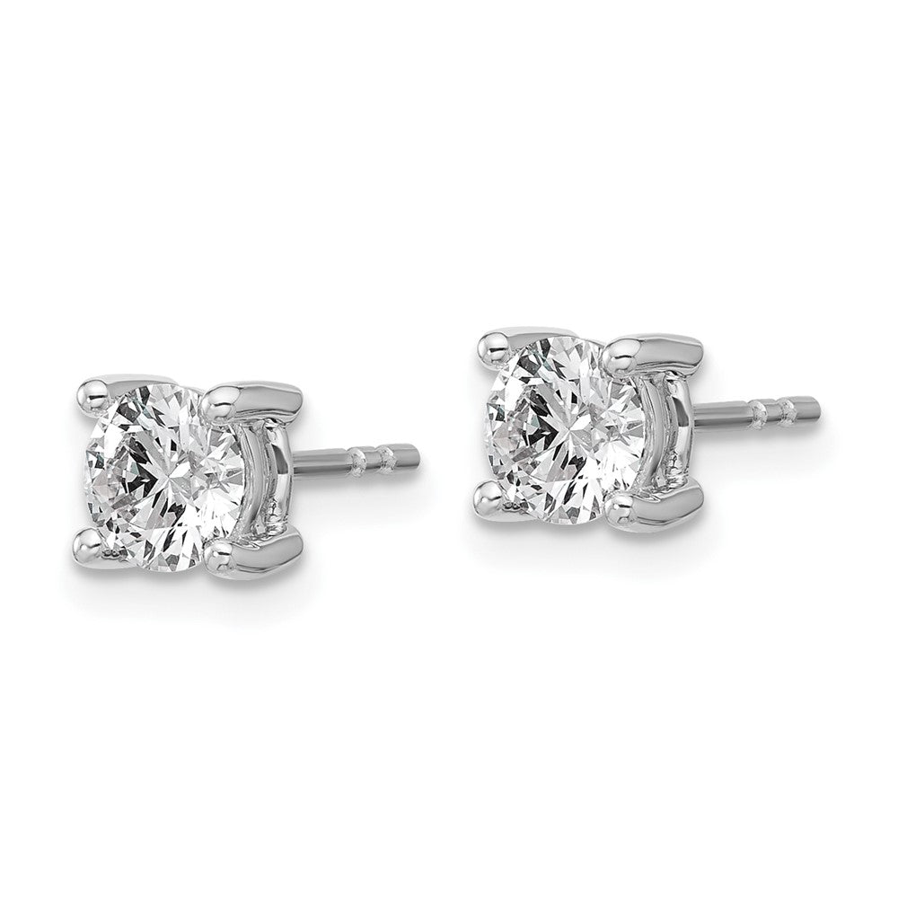 14k White Gold 1 1/4 carat total weight Round VS/SI GH Lab Grown Diamond 4 Prong Stud Post Earrings