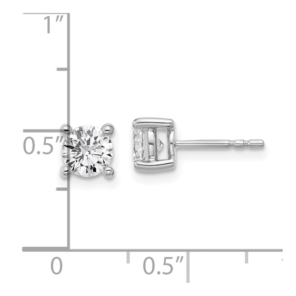 14k White Gold 1 1/4 carat total weight Round VS/SI GH Lab Grown Diamond 4 Prong Stud Post Earrings