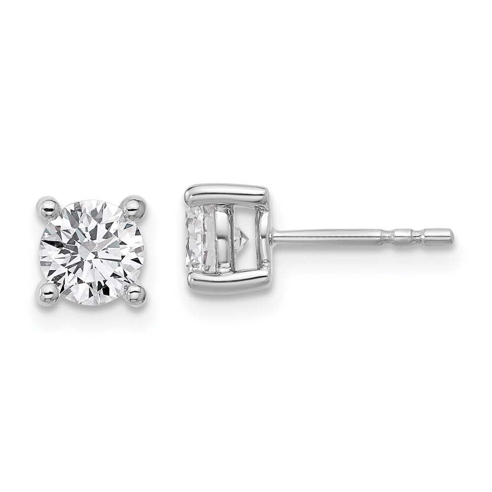 14k White Gold 1 1/4 carat total weight Round VS/SI GH Lab Grown Diamond 4 Prong Stud Post Earrings