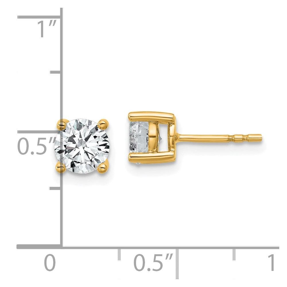 14k 1 3/8 carat total weight Round VS/SI GH Lab Grown Diamond 4 Prong Stud Post Earrings