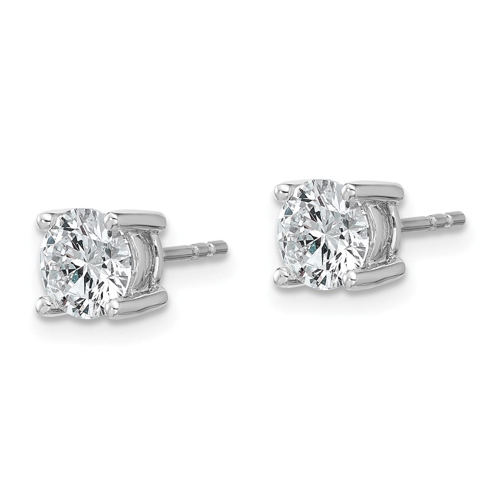 14k White Gold 1 1/2 carat total weight Round VS/SI GH Lab Grown Diamond 4 Prong Stud Post Earrings