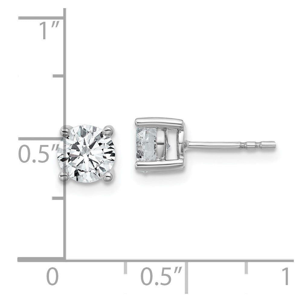 14k White Gold 1 1/2 carat total weight Round VS/SI GH Lab Grown Diamond 4 Prong Stud Post Earrings