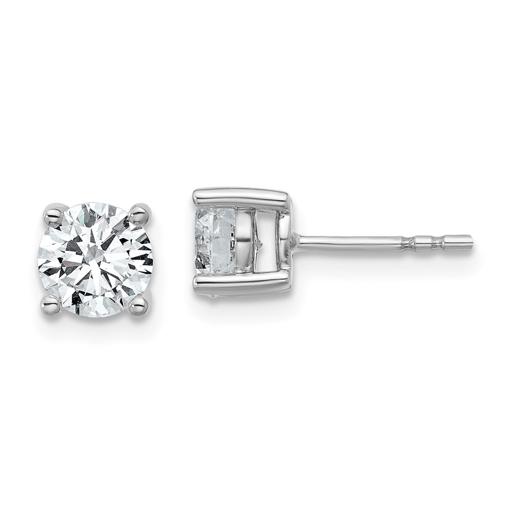 14k White Gold 1 1/2 carat total weight Round VS/SI GH Lab Grown Diamond 4 Prong Stud Post Earrings