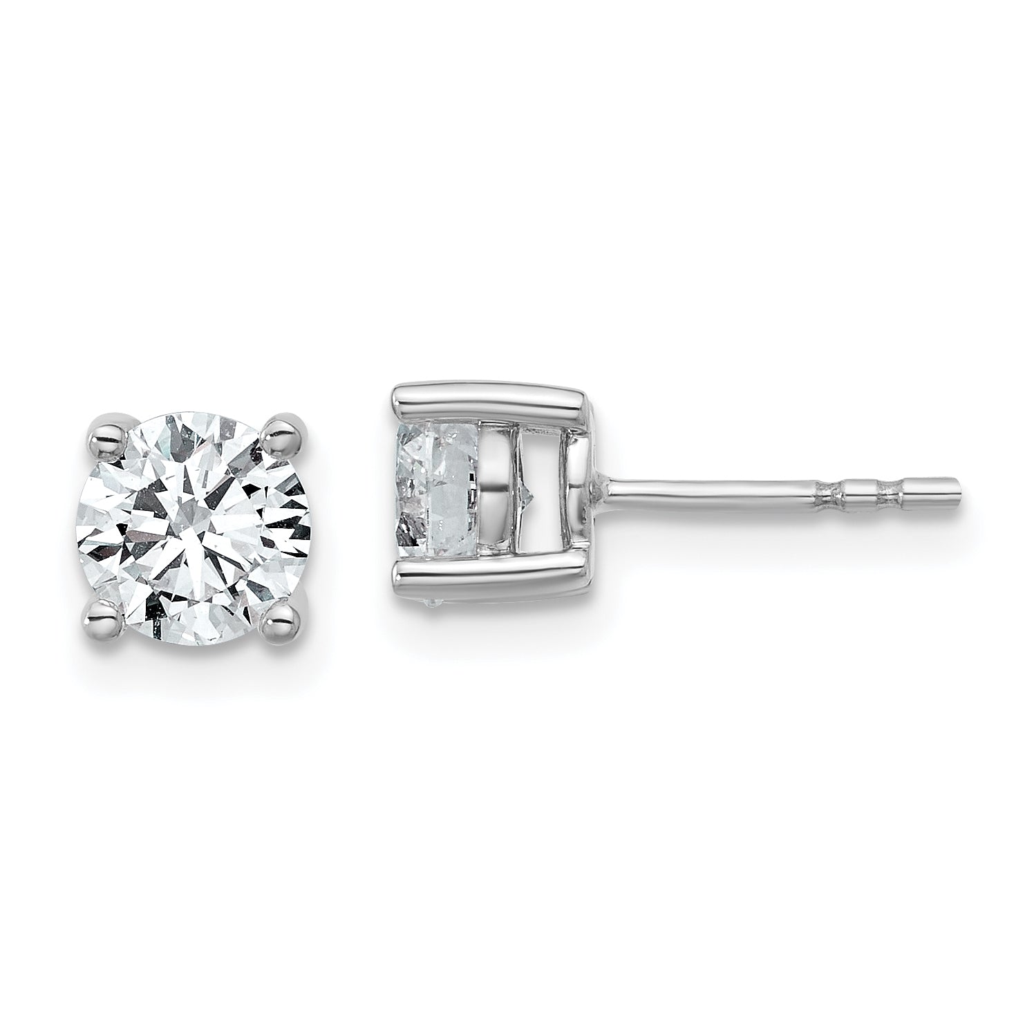 14k White Gold 1 3/8 carat total weight Round VS/SI GH Lab Grown Diamond 4 Prong Stud Post Earrings