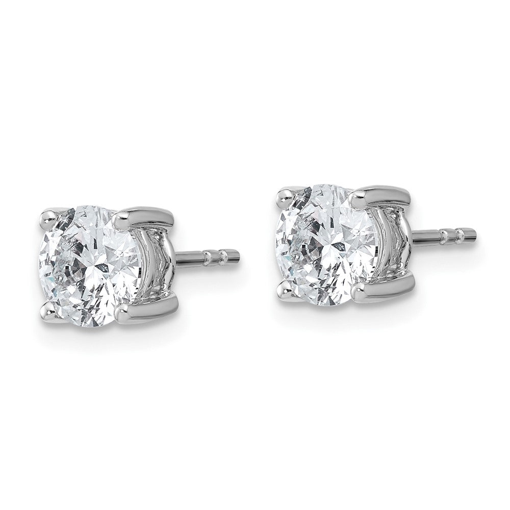 14k White Gold 2 carat total weight Round VS/SI DEF Lab Grown Diamond 4 Prong Stud Post Earrings