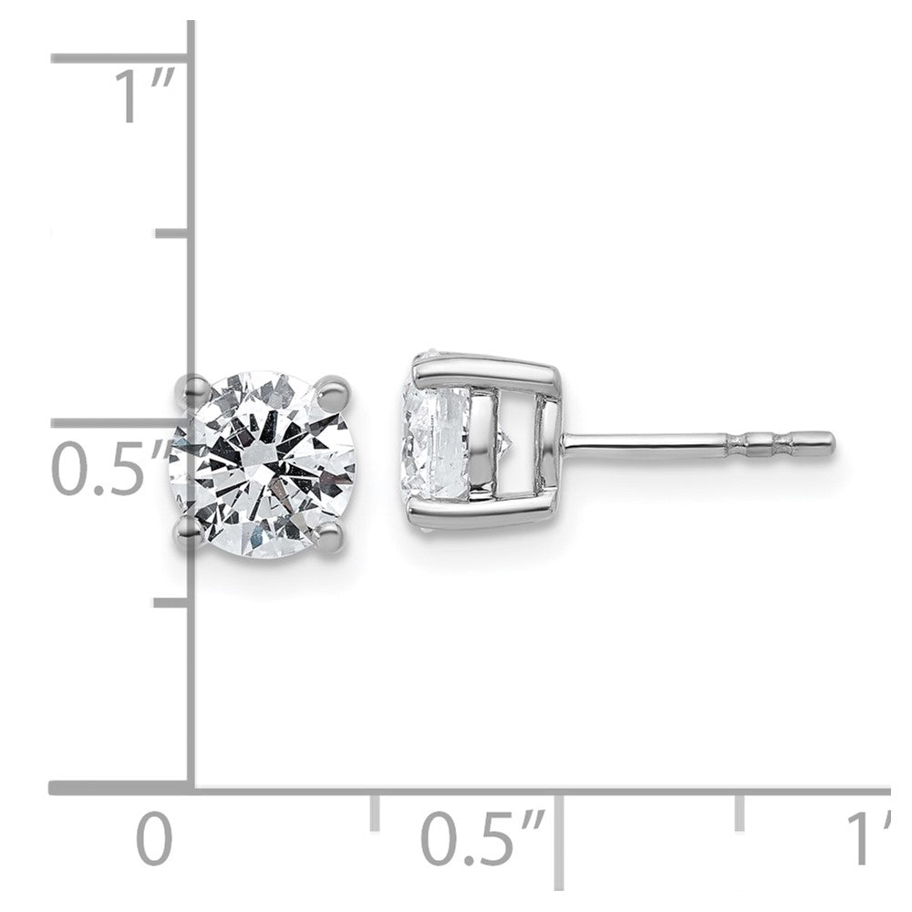 14k White Gold 2 carat total weight Round VS/SI DEF Lab Grown Diamond 4 Prong Stud Post Earrings