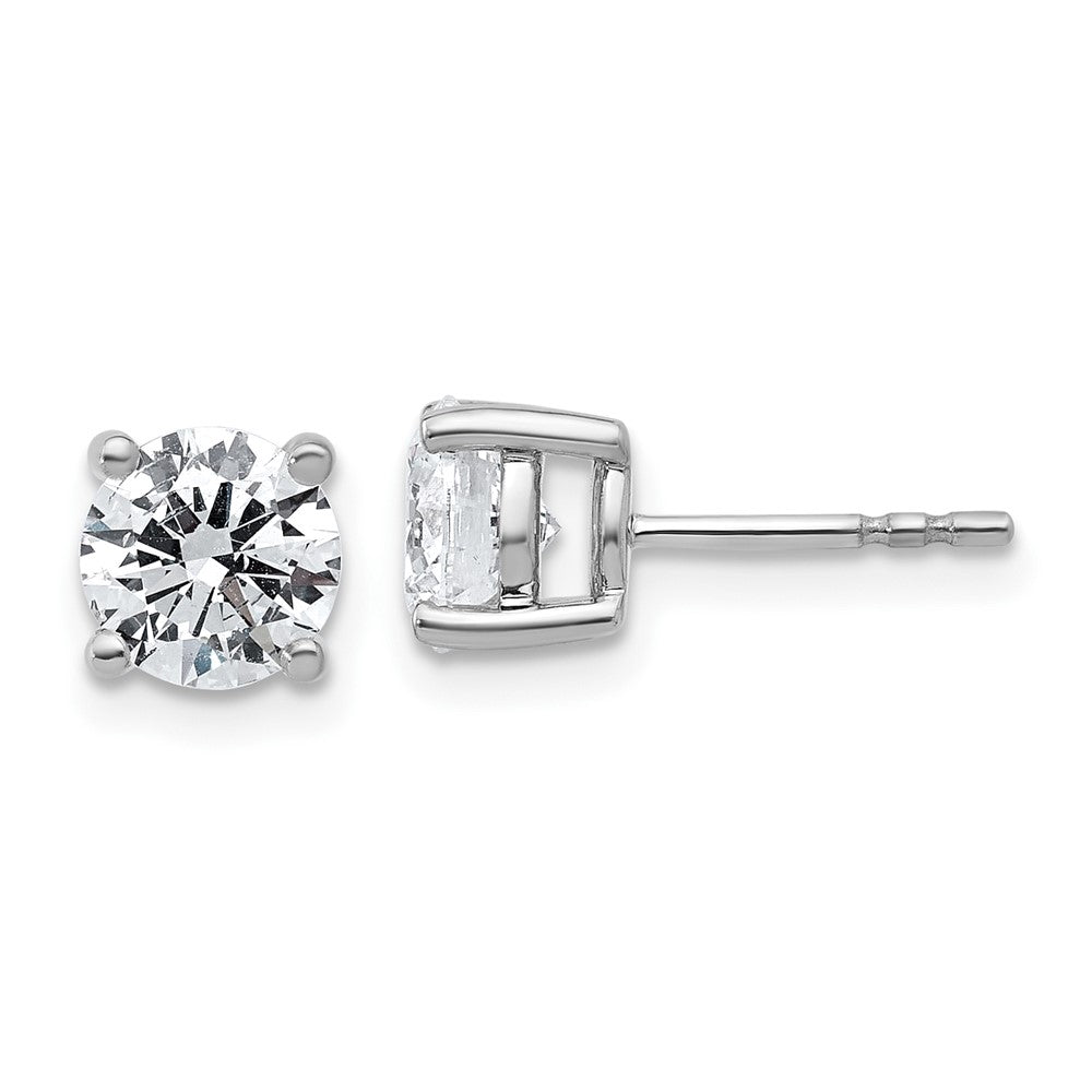 14k White Gold 2 carat total weight Round VS/SI DEF Lab Grown Diamond 4 Prong Stud Post Earrings