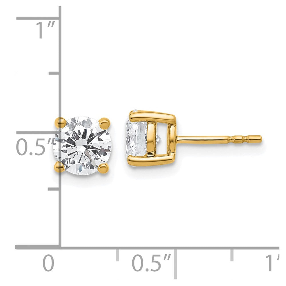 14k 2 carat total weight Round Certified VS/SI GH Lab Grown Diamond 4 Prong Stud Post Earrings