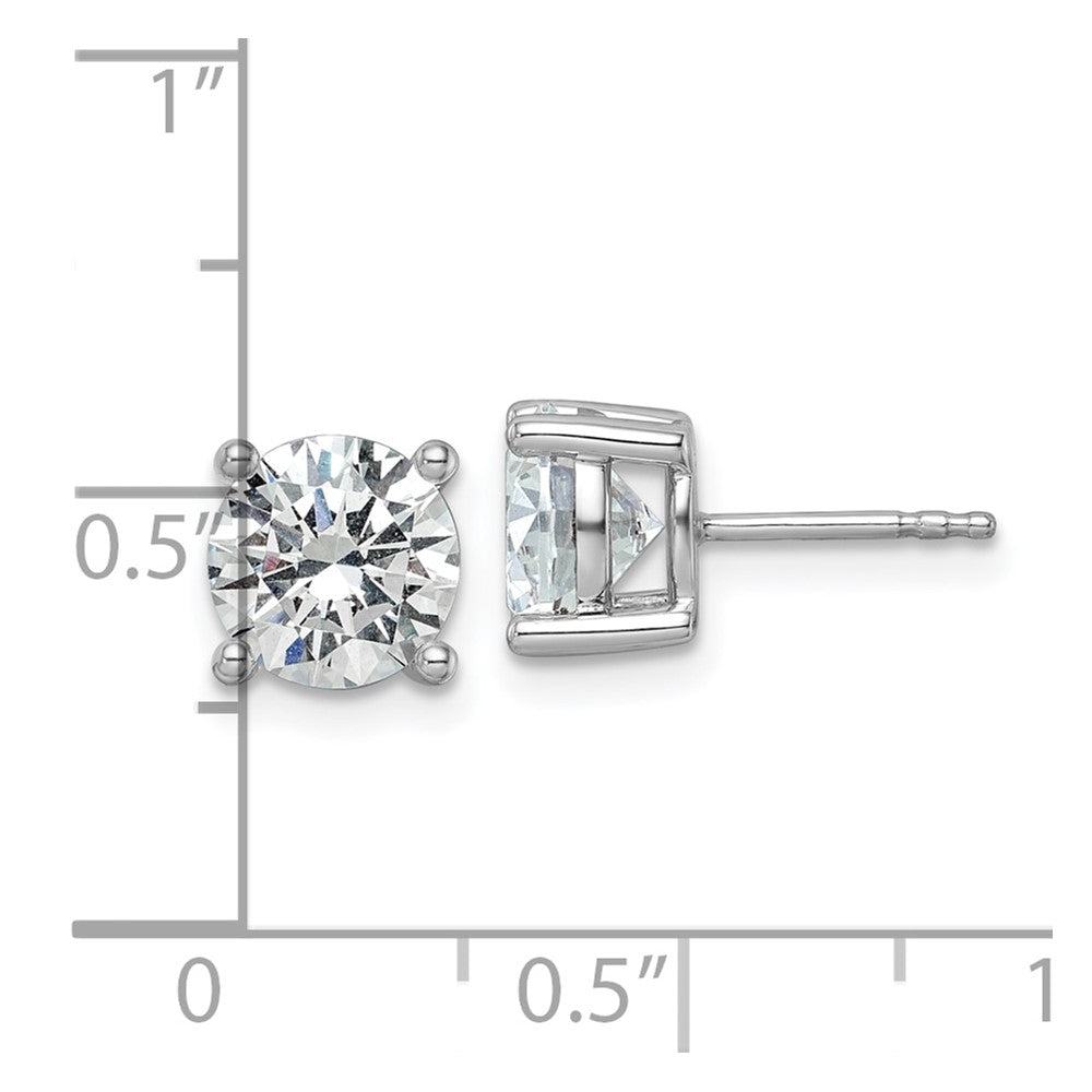 14k White Gold 3 carat total weight Round VS/SI GH Lab Grown Diamond 4 Prong Stud Post Earrings