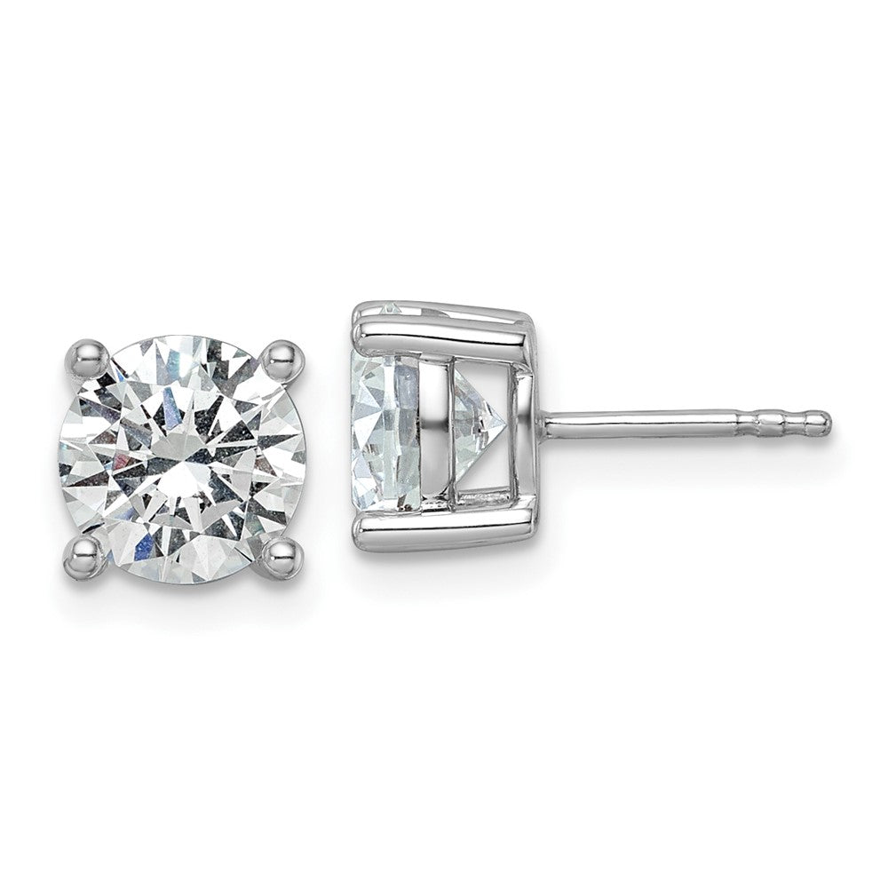 14k White Gold 3 carat total weight Round VS/SI GH Lab Grown Diamond 4 Prong Stud Post Earrings