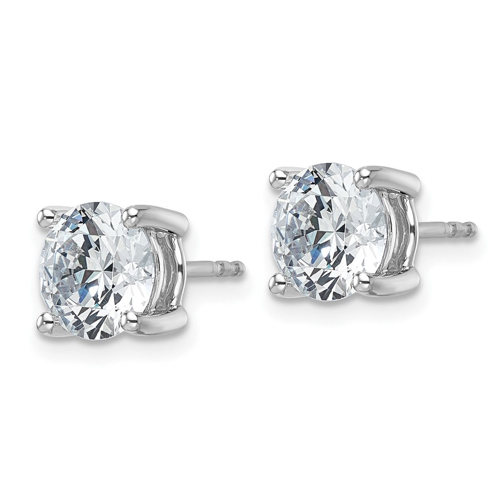 14k White Gold 4 carat total weight Round VS/SI DEF Lab Grown Diamond 4 Prong Stud Post Earrings