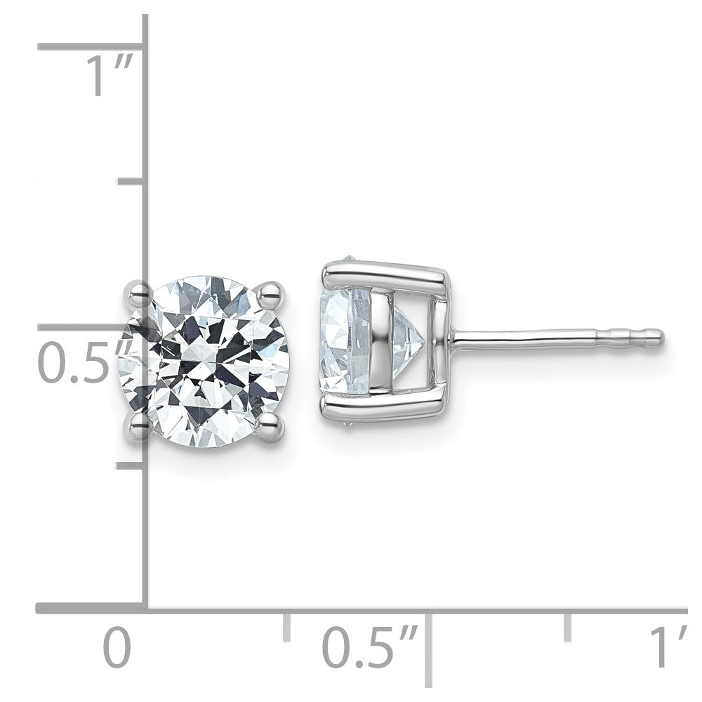 14k White Gold 4 carat total weight Round VS/SI DEF Lab Grown Diamond 4 Prong Stud Post Earrings