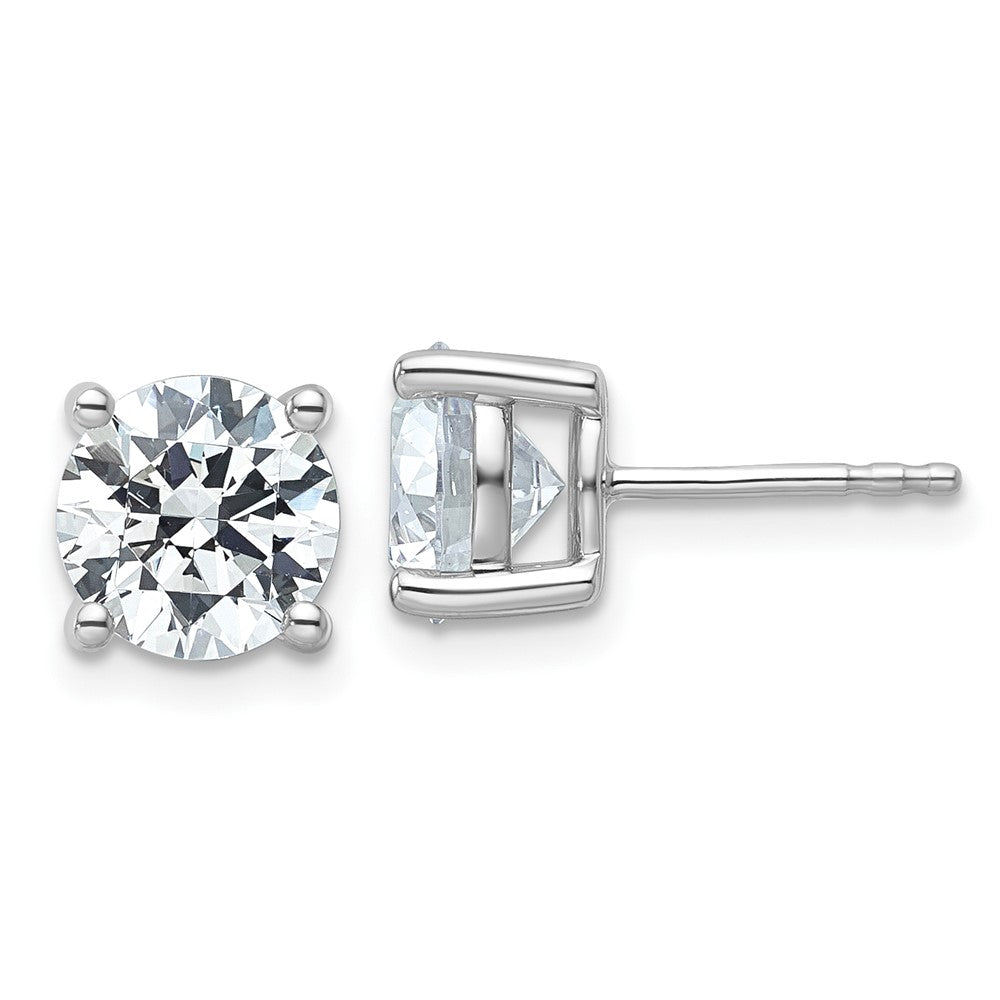 14k White Gold 4 carat total weight Round VS/SI DEF Lab Grown Diamond 4 Prong Stud Post Earrings